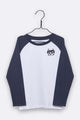 Louie longsleeve in navy & weiss mit Waschbär Stickerei für Kinder